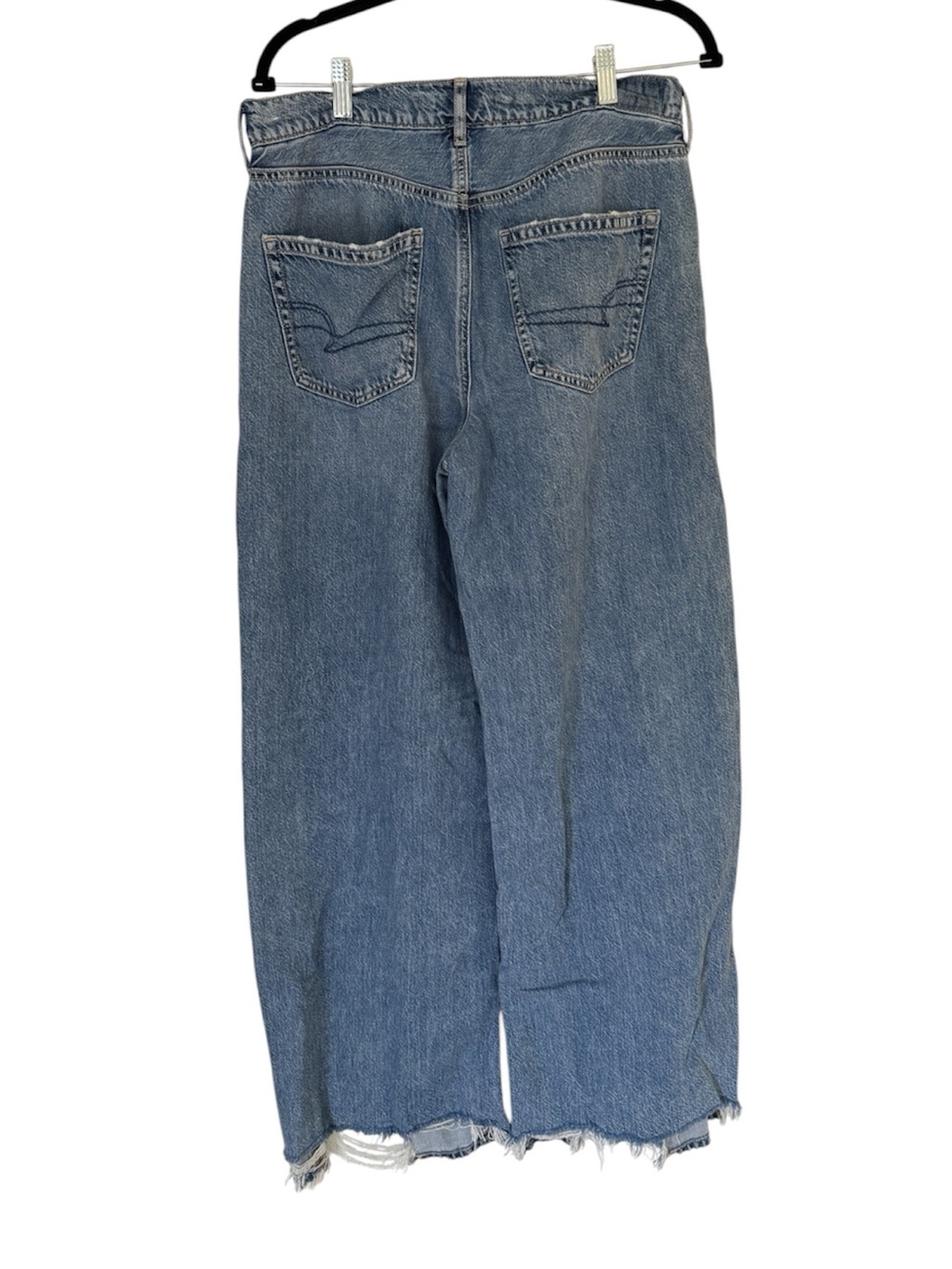 American Eagle Dreamy Drape Super High Rise Baggy Wide Leg Jeans - Size 8 LONG - Picture 3 of 5